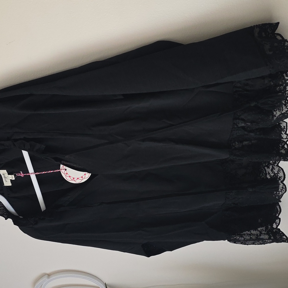 Black Lace Trim Umgee Women's Top - Picture 7 of 9